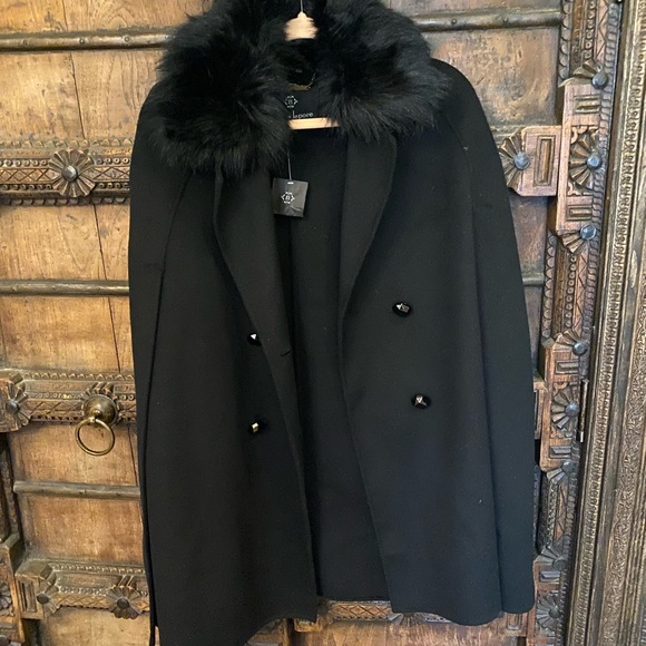 🖤Anthro NL Black Cape Winter Jacket🐆 - Picture 3 of 9